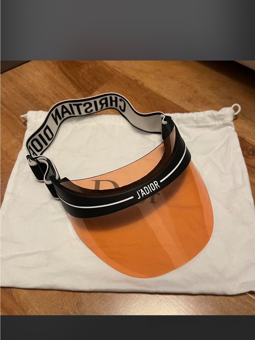 Dior Kids J'Adior Orange Shield Visor with Black Elastic Band